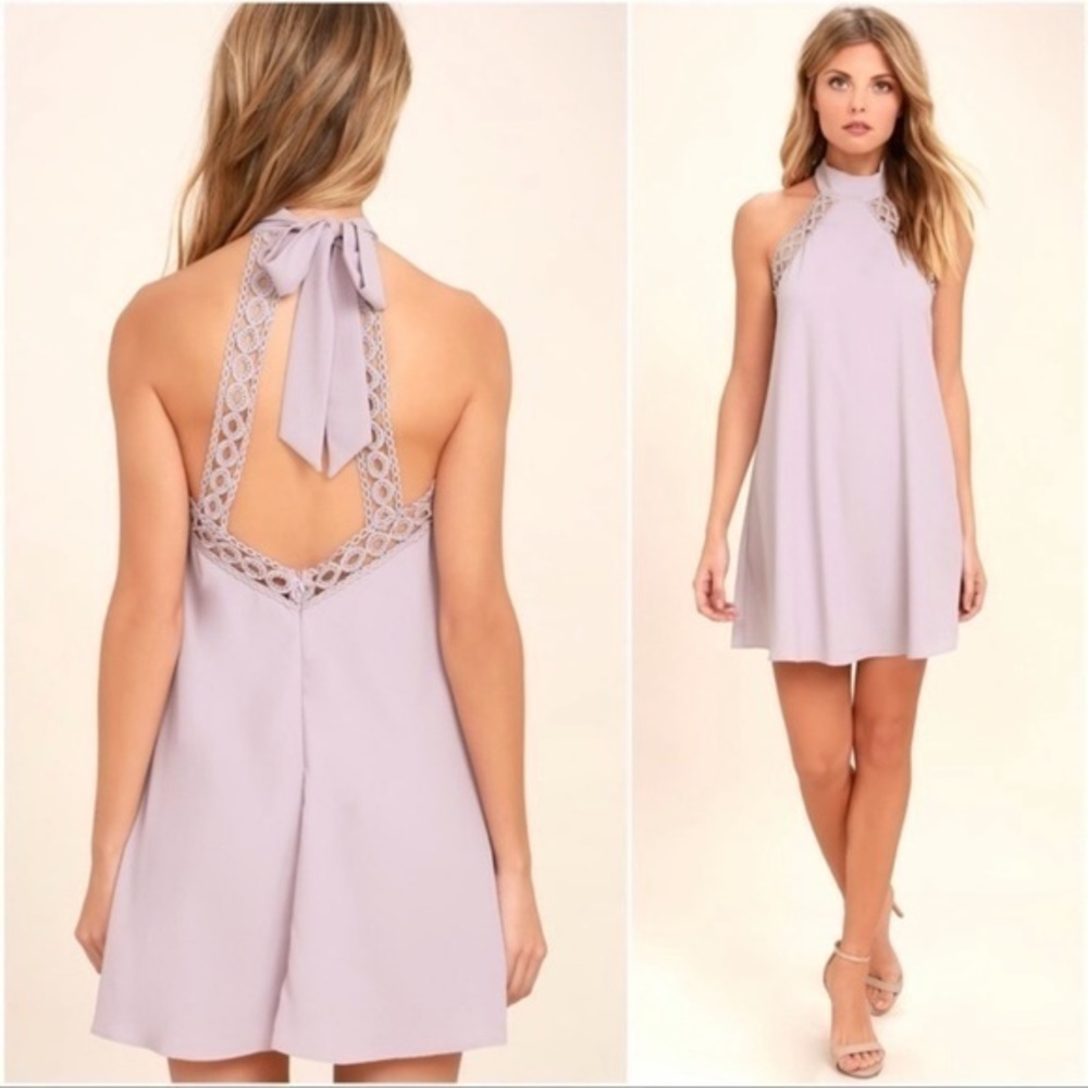 LULU’S “Any Sway, Shape, or Form” Lace Halter Dress